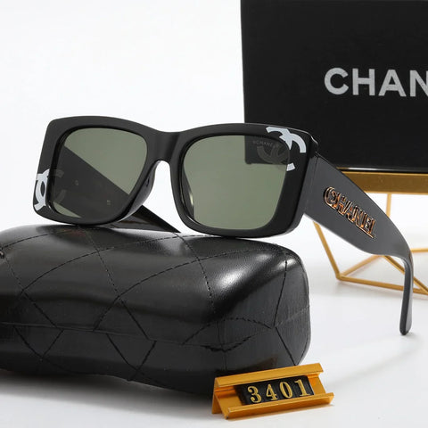 4 color fashion double C print frame polarized sunglasses