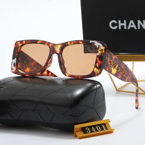 4 color fashion double C print frame polarized sunglasses