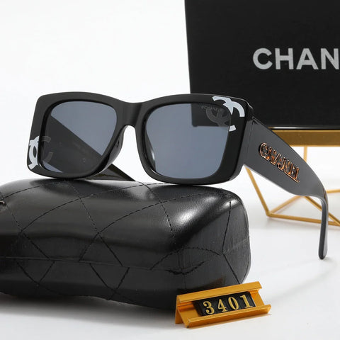 4 color fashion double C print frame polarized sunglasses